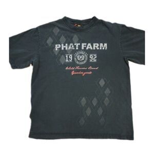 Vintage 90's / Y2K Streetwear Phat Farm Mens Size M Black Hip Hop Argyle